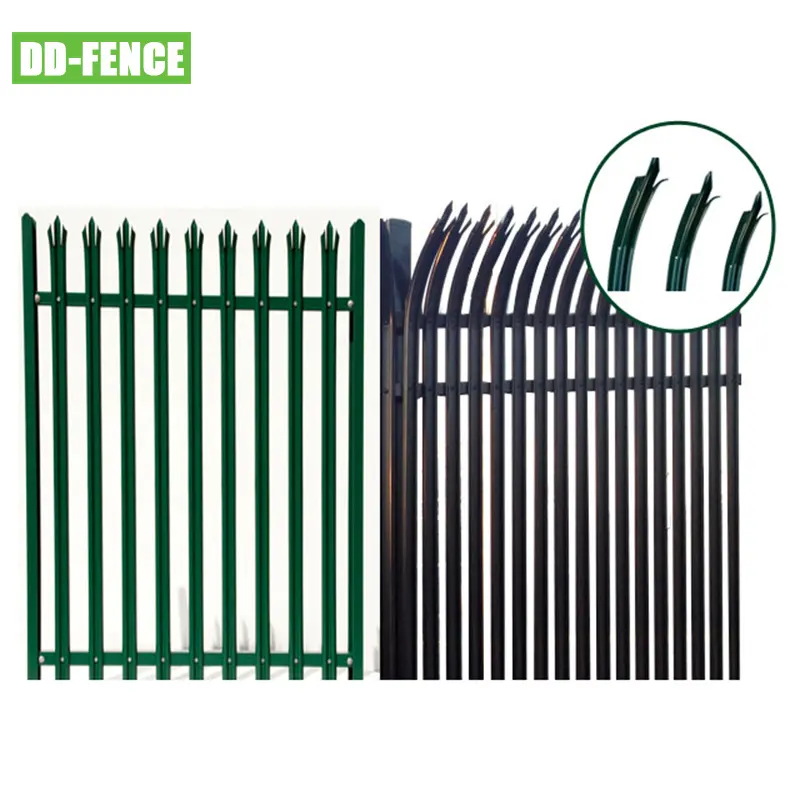 BS1722 Triple Point Curved Top Powder Coated High Security Galvanized Steel Palisade Fence for Telecom Pump Power Substation