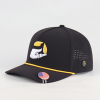 Casquette personnalisée perforée avec logo brodé 3D, casquette snapback à cordon, casquette à visière plate avec impression sous le dessus et trous découpés au laser de haute qualité, fabrication en usine