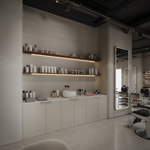 Modern Style Salon Furniture Color Bar with Stainless Steel and Glass Hair Color <b>Storage</b> <b>Mirror</b> Station for Barber Shops - Product Image 3
