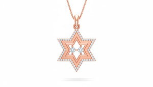 Colgante de Estrella Judía con Diseño Entrelazado en Oro de 14K y Diamantes Naturales |   Estrella de David Diamante |   Colgante Minimalista de Oro con Diamantes - Product Image 3