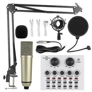 V8S Juego completo Micrófono XLR dinámico U87 Tarjeta de sonido F998 Podcast Transmisión en vivo Reducción de ruido para transmisión en vivo en inglés - Product Image 1