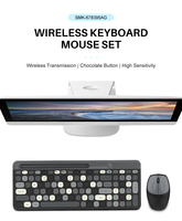 Kustom Oval keycap portabel Tablet Keyboard dan Mouse nirkabel 100 tombol membran Slim Keyboard
