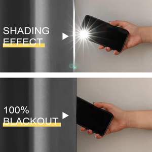 Rideau occultant moderne 100% super épais de couleur grise bloquant toute la lumière rideaux de fenêtre thermiques pour le salon chambre hôtel - Product Image 2