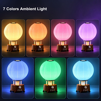 Diffuseur d'arômes 7 couleurs et haut-parleur Bluetooth avec bruit blanc apaisant, veilleuse montgolfière effet bois pour la relaxation en chambre