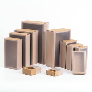 Hot <strong>Sale</strong> Kraft White Black <strong>Paper</strong> Drawer Gift <strong>Box</strong> With Clear PVC Window Sleeve - Product Image 5