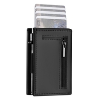 Cartera Minimalista Personalizada de Cuero PU con Bloqueo RFID, Porta Tarjetas Inteligente Deslizable, Metálica y Plegable