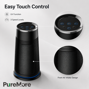 Purificatore d'Aria Intelligente con Filtro HEPA e Funzione <span class=keywords><strong>UV</strong></span>, 3 Velocità, Design Portatile per Casa, Ufficio e Camera da Letto - Product Image 4