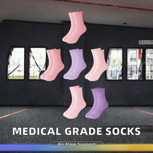 Chaussettes de compression tricotées respirantes pour femmes, soutien de la cheville, chaussettes de yoga colorées en coton, tendance, brillantes, pour la course, absorption des chocs, collection printemps - Product Image 2
