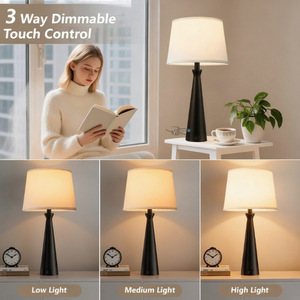 Modern Table <b>Lamp</b> Warm Light <b>Touch</b> Dimmable <b>Bedside</b> Desk <b>Lamp</b> For Bedroom Living Room Home Decor - Product Image 4