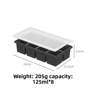 Bandeja de silicona cuadrada de 8 cavidades para cubitos de hielo con logotipo personalizado y tapa, fácil de desmoldar - Product Image 5