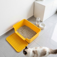 Bac à litière pour chat entièrement automatique à ouverture supérieure, extra large, côtés hauts, anti-éclaboussures, pour plusieurs chats, utilisation en intérieur, PP, facile à nettoyer, design moderne carré