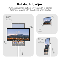 Téléviseur intelligent Android 24 pouces 128 Go avec batterie intégrée, tablette TV intelligente roulante, caméra, télécommande, pour fêtes de famille, TV intelligente 4K UHD portable