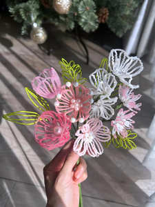 Bouquet romantique de lys perlés à la française et de <span class=keywords><strong>gypsophile</strong></span>, lys calla artificiels pour mariage en extérieur - Product Image 3
