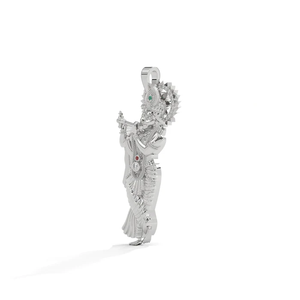 Pendentif solitaire en zircon inspiré du dieu hindou Krishna pour enfants, en argent sterling plaqué or blanc 18 carats, de la marque Danta Gems - Product Image 4