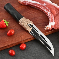 Couteau à désosser Longquan en acier inoxydable 3Cr13 forgé, motif tête de dragon, avec étui, pour la découpe et le désossage du porc à usage domestique