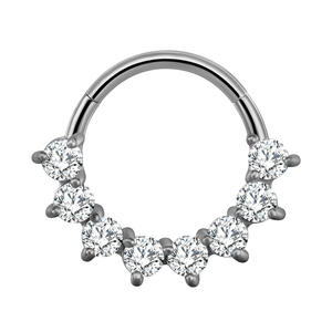 Paslanmaz Çelik Piercing 16G CZ İşlemeli <span class=keywords><strong>Septum</strong></span> Halkası Kilitlenebilir Burun Halkası Menteşeli Segment Helix Kıkırdak Küpe Kadınlar İçin Vücut Takısı - Product Image 3