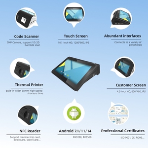 Sistema POS con Schermo Touch da 10 Pollici, 4G, NFC, Wi-Fi, Bluetooth e Lettore <span class=keywords><strong>di</strong></span> Carte <span class=keywords><strong>di</strong></span> Credito RK3288 per Negozi e Ristoranti - Product Image 4