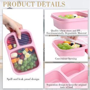 Three Compartment Lunch Box <b>Microwave</b> Safe Square Bento Box For Students And Household Food Storage - Product Image 3