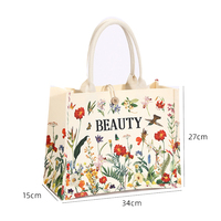 Bolsa de Compras Tote de Lona de Algodón Reciclado de Gran Tamaño y Alta Resistencia con Logo Personalizado Impreso por Sublimación a Todo Color y Ecológica