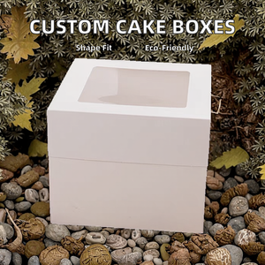 Boîte à gâteau en carton recyclable personnalisée avec fenêtre transparente, doublure en éponge, fermeture magnétique, finition mate et dorée – Vente en gros - Product Image 2