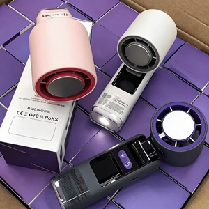 พัดลมพกพาแบบพับได้ขนาดเล็ก 199 สปีด พร้อมฟังก์ชั่นทำความเย็น ไฟ LED สายคล้องคอ โลโก้สั่งทำได้ ใช้พลังงานไฟฟ้าผ่านพอร์ต USB ผลิตจากพลาสติก - Product Image 3