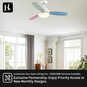 พัดลมเพดานห้องนั่งเล่นห้องนอนทันสมัย, พัดลมเพดานแบบเรียบง่ายไร้เสียง, พัดลมเพดานพร้อมรีโมทคอนโทรลและไฟ LED - Product Image 5