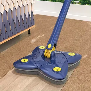 Grosir cuci bebas tangan 360 berputar X bentuk datar pembersih lantai rumah tangga 360 derajat pel dapat diputar