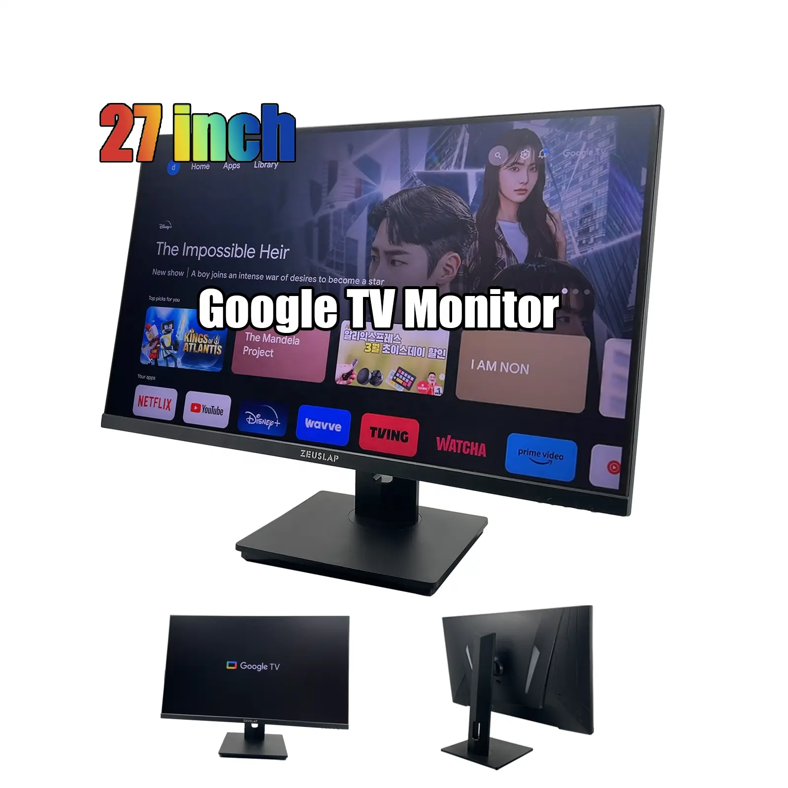 Monitor portátil ZEUSLAP 27 pulgadas 2K 165Hz 100% sRGB Tipo C Monitor externo con función de TV para escritorio con soporte