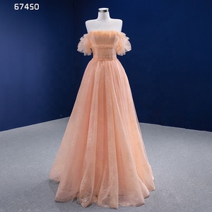 Robe de soirée élégante pour femme Rsm67450, en dentelle orange, bustier, coupe trapèze, transparente et brodée, pour soirée - Product Image 1