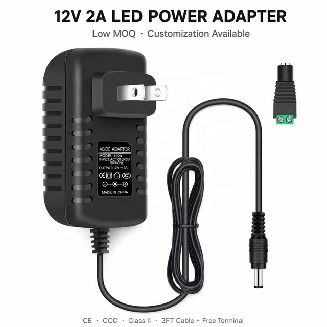12V 2A Power Adapter AC DC Switching Supply 24W 100-240V US EU UK AU Plugs for CCTV LED Strip Router OEM Low MOQ