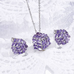 Conjunto de Joyería de Zirconia de Colores Mixtos a la Moda - 6 Estilos de Conjuntos de Collar y Aretes de Cristal Brillante para Mujeres, Bodas y Fiestas - Product Image 4