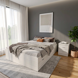 Hot Selling Modern 2254 Twin Wooden Panel Platform <b>Bed</b> <b>Frame</b> Customized Color <b>for</b> Bedroom Furniture Hotel Kitchen Hospital Use - Product Image 2