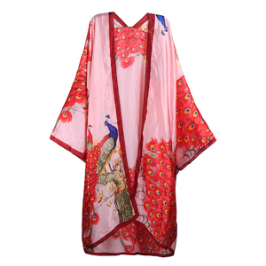 Atacado de Fábrica: Novos Cardigans Kaftan Femininos Tamanho Único em Cetim Estampado Respirável com Manga <span class=keywords><strong>Kimono</strong></span> - Robe Africano Feminino - Product Image 5