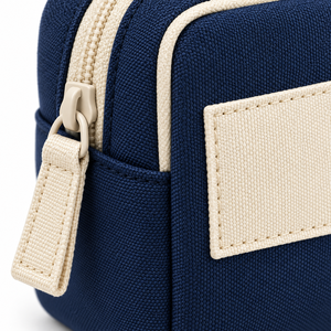 Toiletry <b>Bag</b> with Custom Logo Patch Star and Moon Embroidery Navy Cream <b>Wash</b> Pouch Zipper Nylon Gift - Product Image 2