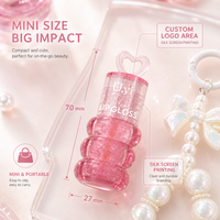 Coffret Cadeau Mini Brillant à Lèvres Personnalisable (OEM/ODM) – Gel Scintillant Rose Transparent Non Collant, Accessoire Portable pour Sac