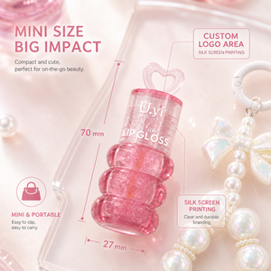 Set Regalo Mini Lucidalabbra con Portachiavi Personalizzabile OEM/ODM, Gel Rosa Trasparente Scintillante Non Appiccicoso, Accessorio Decorativo Portatile per Borsa - Product Image 3