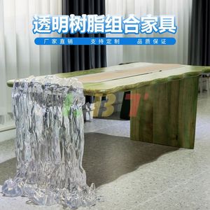 Table basse en résine personnalisée avec fleurs et plantes intégrées pour hall d'hôtel et usage en club, cadre en acrylique durable - Product Image 5