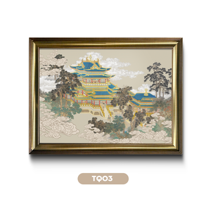 Peinture murale HALO Vietnam en feuille d'or, Art de luxe en feuille d'or, Paysage palacieux, Décoration suspendue pour la maison, l'hôtel, le bureau, OEM ODM, Acier inoxydable - Product Image 1