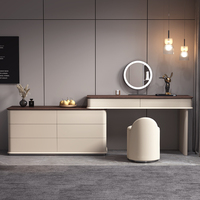 Ensemble Coiffeuse Luxe Moderne pour Chambre à Coucher avec Meuble en Bois, Miroir LED Éclairé et Rangement Pratique