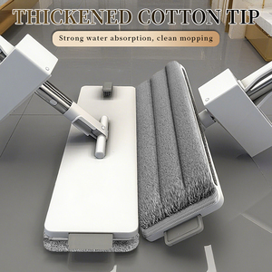 Serpillère plate en microfibre pour nettoyage humide et sec avec <span class=keywords><strong>seau</strong></span>, serpillère <span class=keywords><strong>à</strong></span> raclette pour sols, kit 6-en-1 avec plumeau - Product Image 1