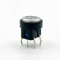 Interrupteur Tactile Intelligent Momentané LED 6x6mm, 1NO 4 Broches DIP, Tête Carrée, Symbole Alimentation 12V, pour Équipement Audio-Vidéo