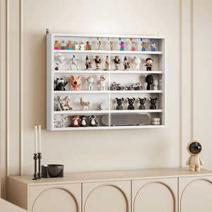 5-laags wandkast met 4 verstelbare houten planken & glazen deuren, zwart & wit, voor thuis of kantoor. - Product Image 6