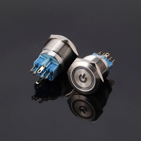 Interrupteur à bouton-poussoir LED momentané ou à réinitialisation, étanche, en acier inoxydable rouge 25 mm, 12 V, certifié TUV CE