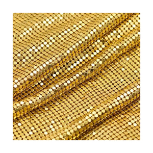 Recorte de malla de aluminio con tela de alambre de tejido liso de diamantes de imitación de cristal para prendas de vestir mejora el arte tejido - Product Image 1