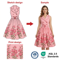 Robe d'Été à Imprimé Floral pour Femme, Élégante Robe de Soie Mi-Longue Décontractée avec Taille Naturelle pour Dames, Usine OEM ODM
