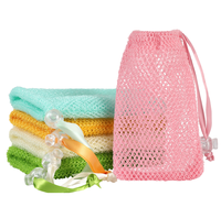 Sac de Savon en Filet de Nylon Africain Personnalisé en Gros, Éponge de Bain Exfoliante du Ghana avec Cordon en Ruban