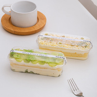 Boîte à gâteau rectangulaire jetable en gros pour sciure de bois, lait de soja, tiramisu, pâtisserie, mousse, à emporter, recyclable pour les aliments