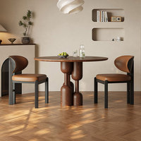 Ensemble de table à manger ronde moderne de haute qualité et durable, plateau et pieds en bois massif, pour 6 à 8 personnes, mobilier de salle à manger de luxe pour hôtel