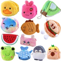 Vente en gros en stock sac à monnaie en peluche porte-clés pour enfants cadeaux vente en gros mignon dessin animé Animal fruits peluche sac à main portefeuille sac d'argent