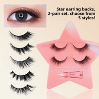 2 paires de faux cils naturels avec colle, étui en forme d'étoile, cils volumineux et doux pour le maquillage quotidien et les soirées, faciles à appliquer